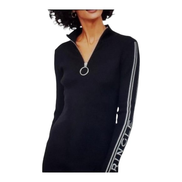 Pringle of Scotland by H&M XS Black Long Sleeve Front Slit Midi Sweater Dre… - Picture 3 of 7